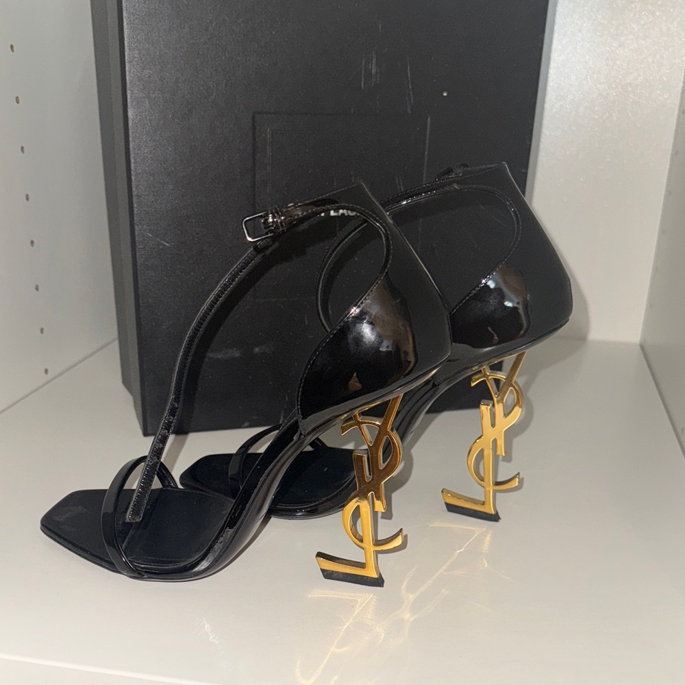 Saint Laurent Black and Gold Women's Heels - Picture 2 of 9